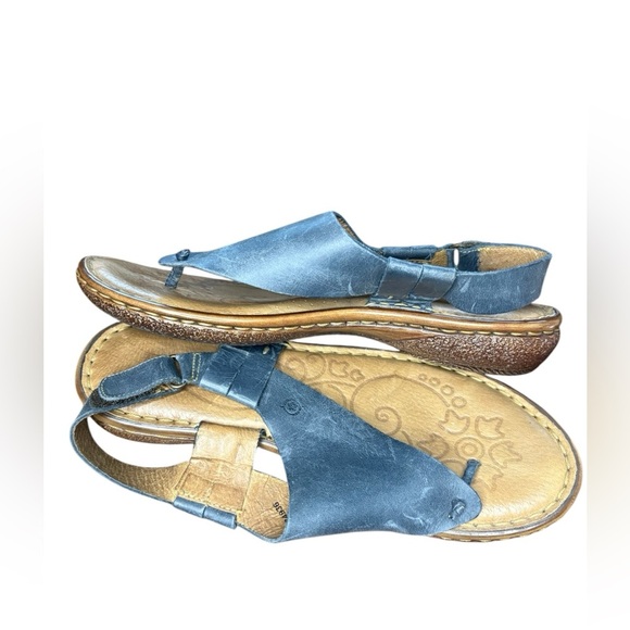 Born Shoes - Born Women's Size 10 Blue Brown Leather Strappy Slingback Comfort Sandals used